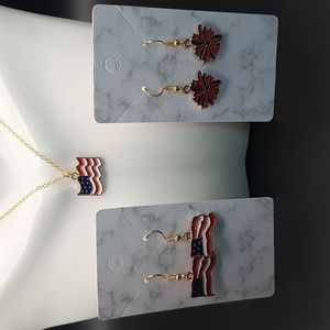 NWT 3 Pack Giadasio Handmade Gold Plated America Red/White/Blue USA Jewelry Set